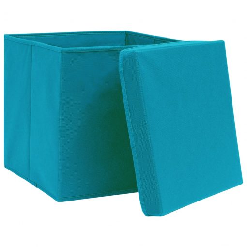 Škatle za shranjevanje s pokrovi x 10 baby modre 32x32x32 cm