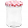 Stekleni kozarci z belimi in rdečimi pokrovi 48 kosov 400 ml