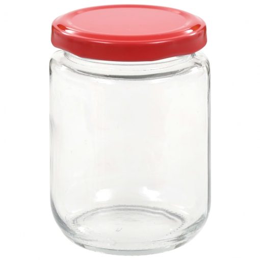 Stekleni kozarci z rdečimi pokrovi 48 kosov 230 ml