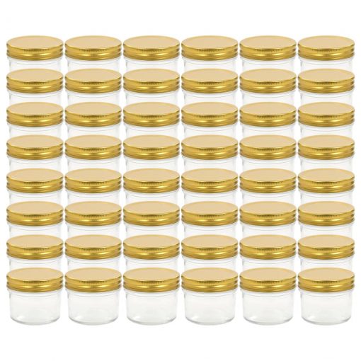 Stekleni kozarci z zlatimi pokrovi 48 kosov 110 ml