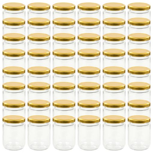 Stekleni kozarci z zlatimi pokrovi 48 kosov 230 ml