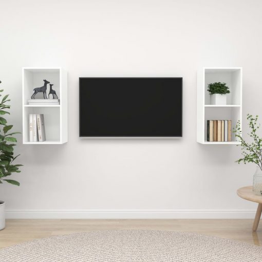 Stenska TV omarica 2 kosa bele barve iverna plošča