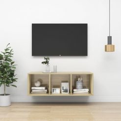 Stenska TV omarica sonoma hrast 37x37x107 cm iverna plošča