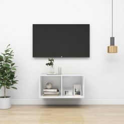 Stenska TV omarica visok sijaj bela 37x37x72 cm iverna plošča
