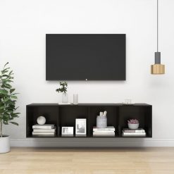 Stenska TV omarica visok sijaj črna 37x37x142