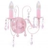 Stenska svetilka s kroglicami roza 2 x E14 žarnice