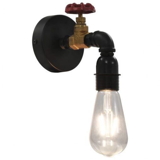 Stenska svetilka v obliki pipe črna E27