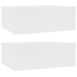 Stenske nočne omarice 2 kosa bele 40x30x15 cm iverna plošča