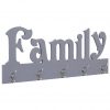 Stenski obešalnik za plašče FAMILY siv 74x29