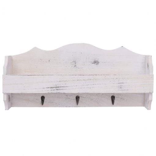 Stenski obešalnik za plašče bel 50x10x23 cm les