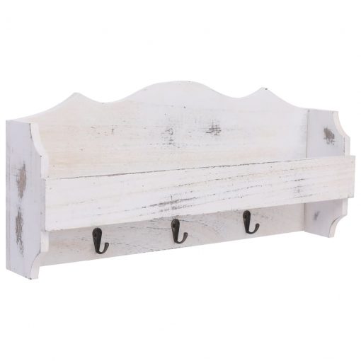 Stenski obešalnik za plašče bel 50x10x23 cm les