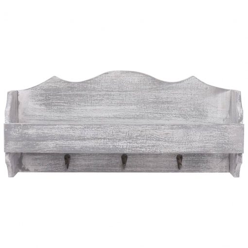Stenski obešalnik za plašče siv 50x10x23 cm les