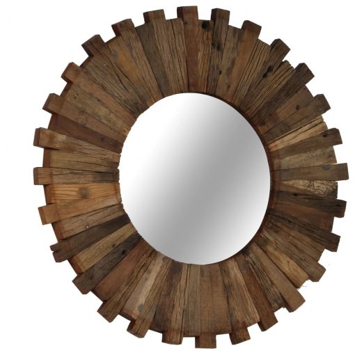Stensko ogledalo iz trdnega predelanega lesa 50 cm