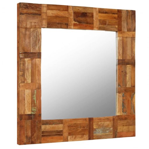 Stensko ogledalo iz trdnega predelanega lesa 60x60 cm