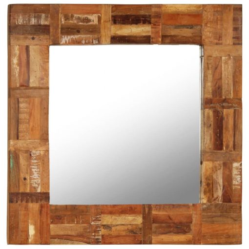 Stensko ogledalo iz trdnega predelanega lesa 60x60 cm