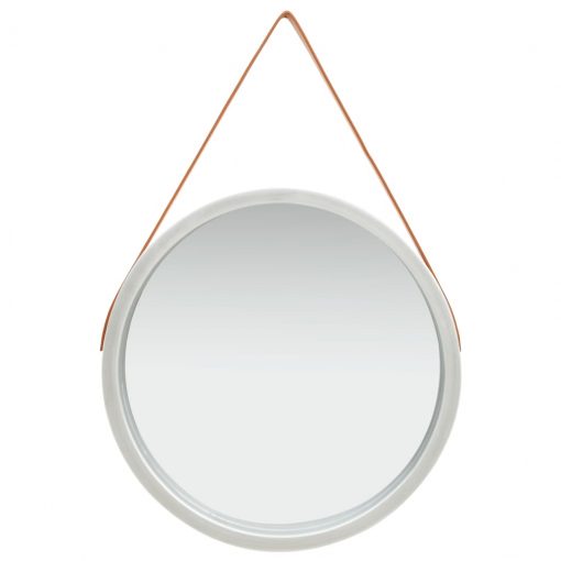 Stensko ogledalo s pasom 60 cm srebrno