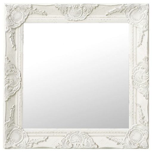 Stensko ogledalo v baročnem stilu 50x50 cm belo