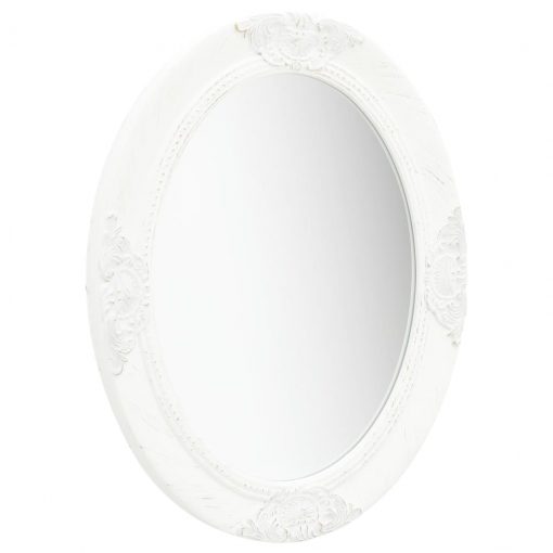 Stensko ogledalo v baročnem stilu 50x60 cm belo