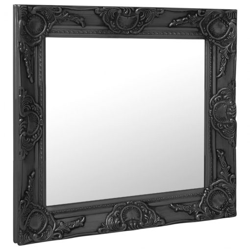 Stensko ogledalo v baročnem stilu 60x60 cm črno