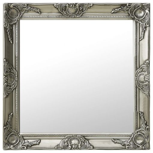 Stensko ogledalo v baročnem stilu 60x60 cm srebrno