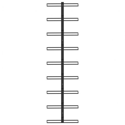 Stensko stojalo za vino za 9 steklenic črno železo