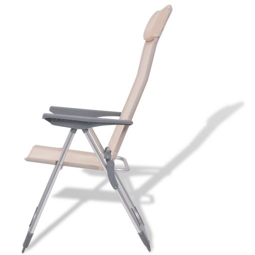 Stoli za kampiranje 4 kosi kremne barve aluminij 56x60x112 cm