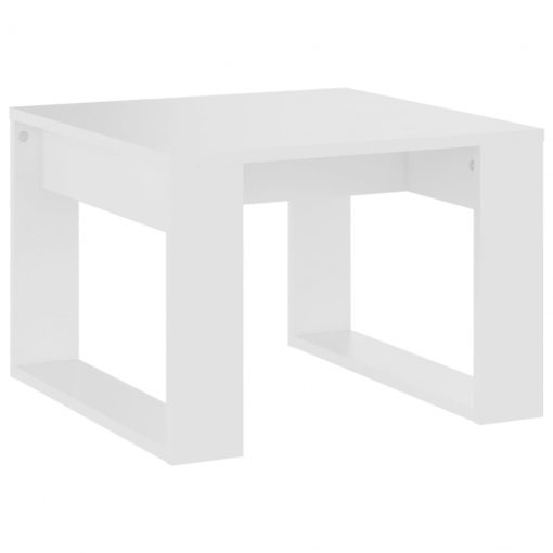Stranska mizica bela 50x50x35 cm iverna plošča