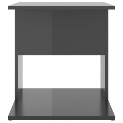 Stranska mizica visok sijaj siva 45x45x48 cm iverna plošča