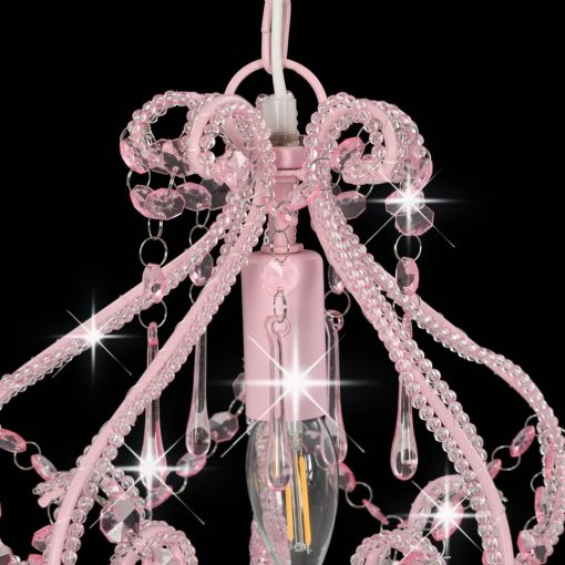 Stropna svetilka s kroglicami roza okrogla E14