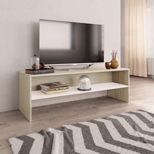 TV omarica bela in sonoma hrast 120x40x40 cm iverna plošča