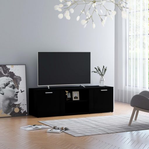 TV omarica črna 120x34x37 cm iverna plošča