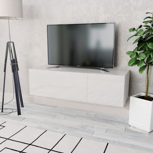 TV omarica iverna plošča 120x40x34 cm visok sijaj bela