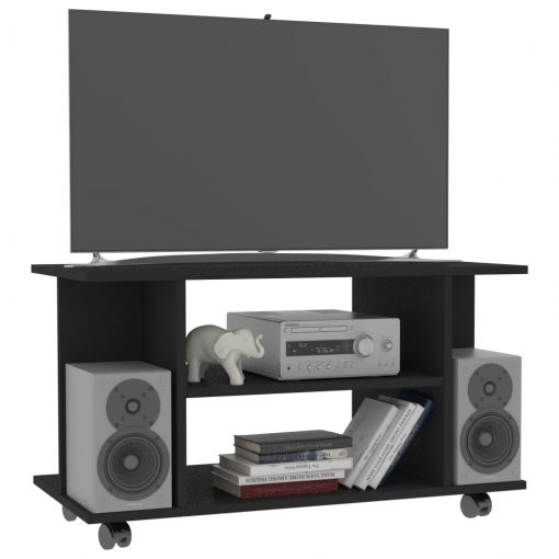 TV omarica s kolesci črna 80x40x40 cm iverna plošča