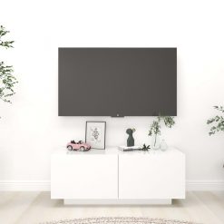 TV omarica visok sijaj bela 100x35x40 cm iverna plošča