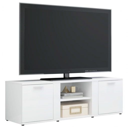 TV omarica visok sijaj bela 120x34x37 cm iverna plošča