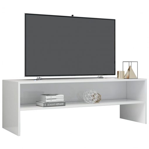 TV omarica visok sijaj bela 120x40x40 cm iverna plošča