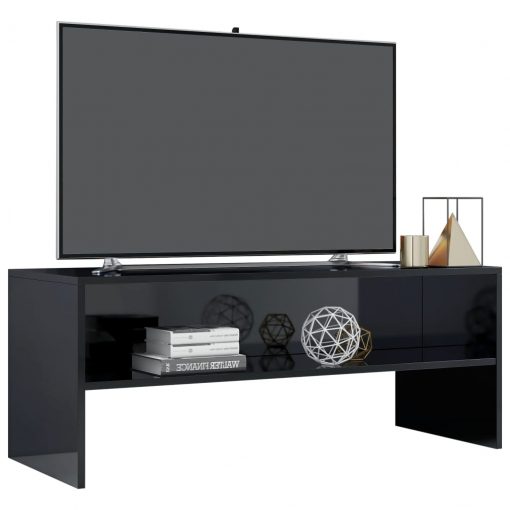 TV omarica visok sijaj črna 100x40x40 cm iverna plošča