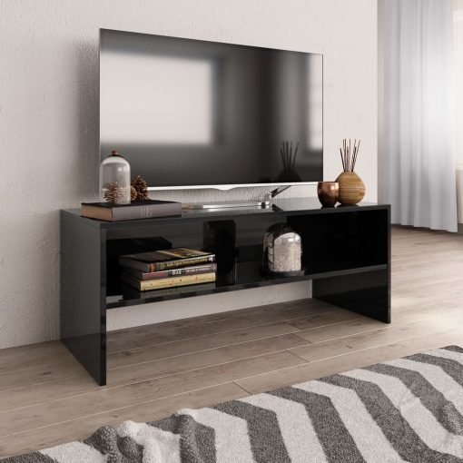 TV omarica visok sijaj črna 100x40x40 cm iverna plošča