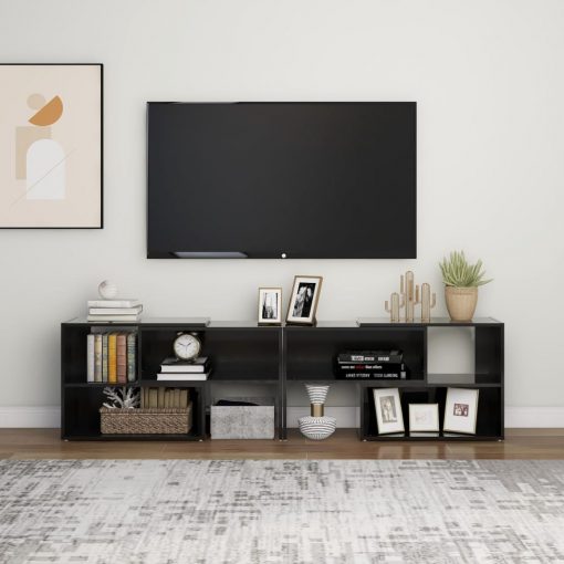 TV omarica visok sijaj črna 149x30x52 cm iverna plošča