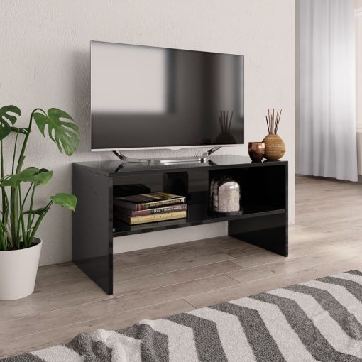 TV omarica visok sijaj črna 80x40x40 cm iverna plošča