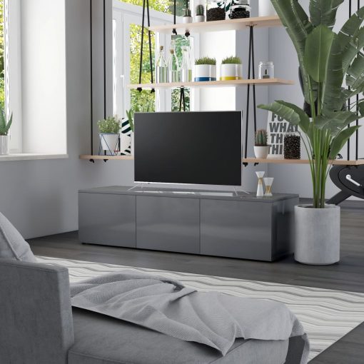 TV omarica visok sijaj siva 120x34x30 cm iverna plošča
