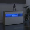 TV omarica z LED lučkami 2 kosa bela in sonoma hrast 60x35x40cm