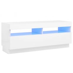 TV omarica z LED lučkami bela 100x35x40 cm