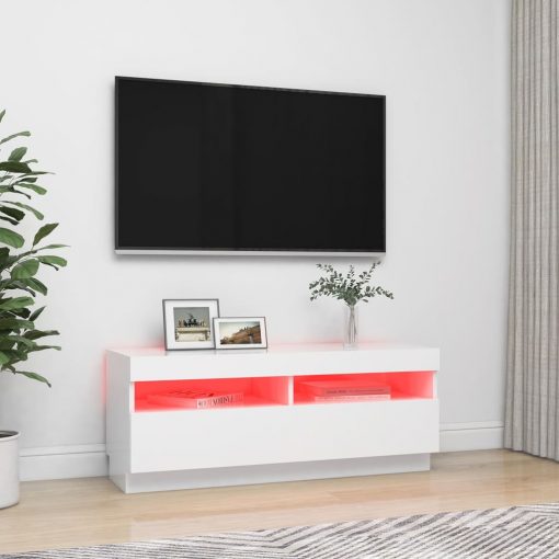 TV omarica z LED lučkami bela 100x35x40 cm