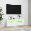 TV omarica z LED lučkami bela 100x35x40 cm