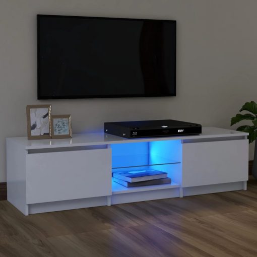 TV omarica z LED lučkami bela 120x30x35