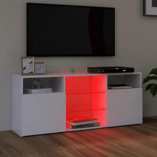 TV omarica z LED lučkami bela 120x30x50 cm