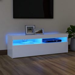 TV omarica z LED lučkami bela 120x35x40 cm