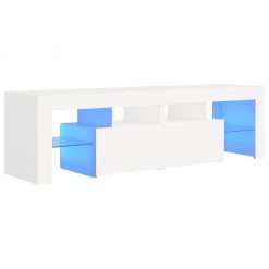 TV omarica z LED lučkami bela 140x35x40 cm