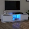 TV omarica z LED lučkami bela 140x40x35